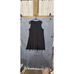 Nik &‎ Nash Women's Black Ruffle Hem Sleeveless Crew Neck Stretch Midi Dress XL